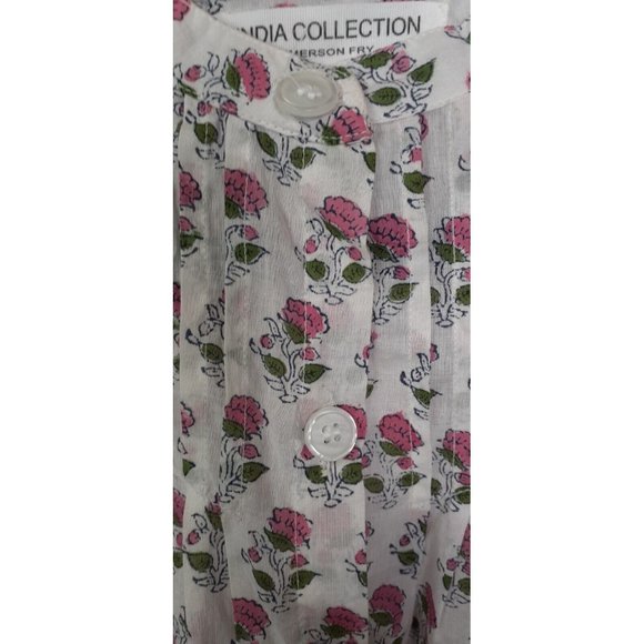Emerson Fry Mandarin Collar Top Rosey Flowers Organic Cotton Made in India O/S - Picture 12 of 16